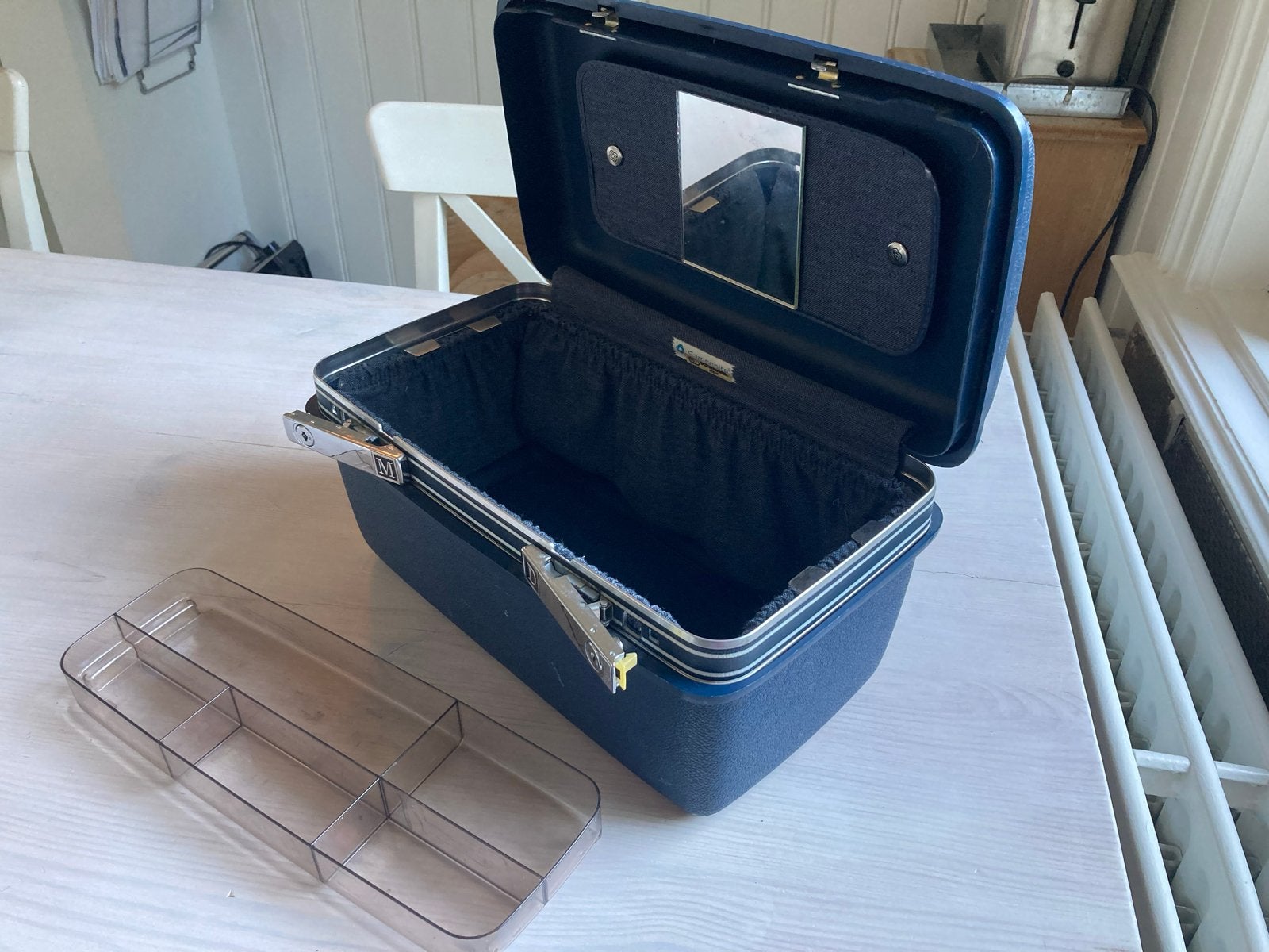 Vintage Samsonite Beauty Case - Donkerblauw, Gebruikt, Blauw, Ophalen of Verzenden, Met spiegeltje(s)