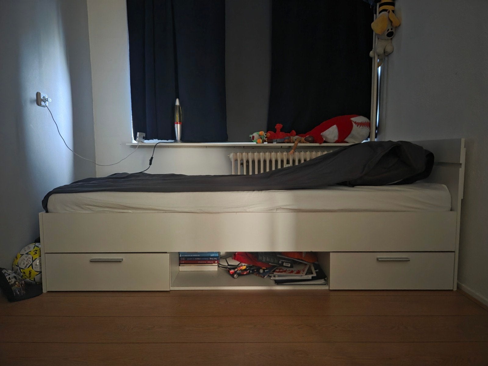 Kinderbed/Tienerbed met opberglades wit, Huis en Inrichting, Ophalen, Gebruikt, 90 cm, Eenpersoons