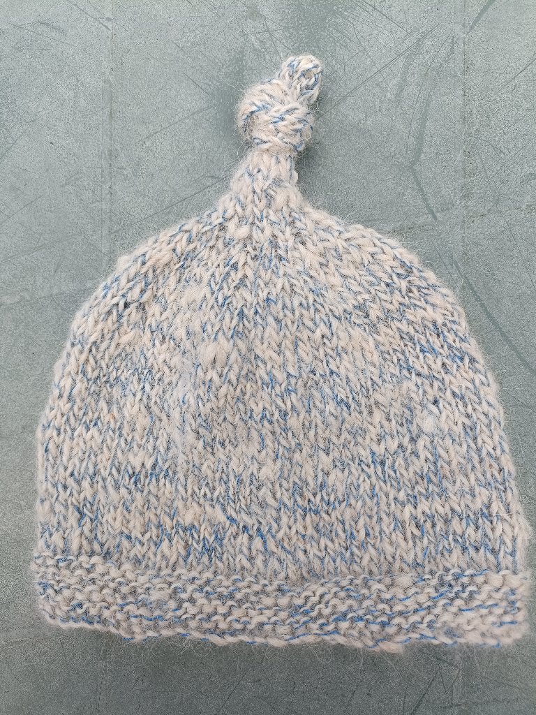 ALPACA WOL baby mutsje wit / blauw 40 cm 6 - 12 maanden, Jongetje of Meisje, Nieuw, Ophalen of Verzenden, Maat 74