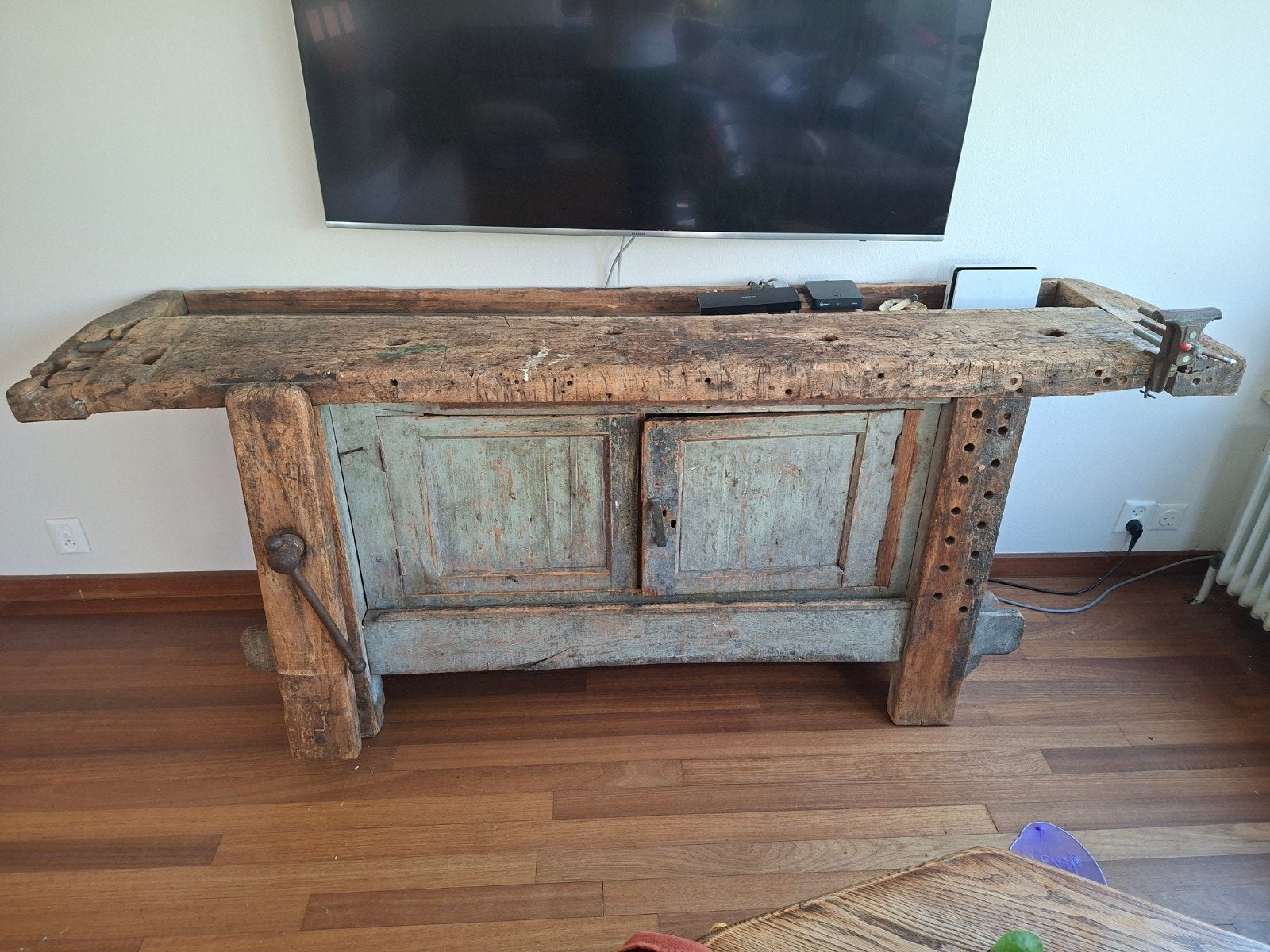 Vintage werkbank kast, Ophalen, Industrieel vintage, 25 tot 50 cm, Overige houtsoorten