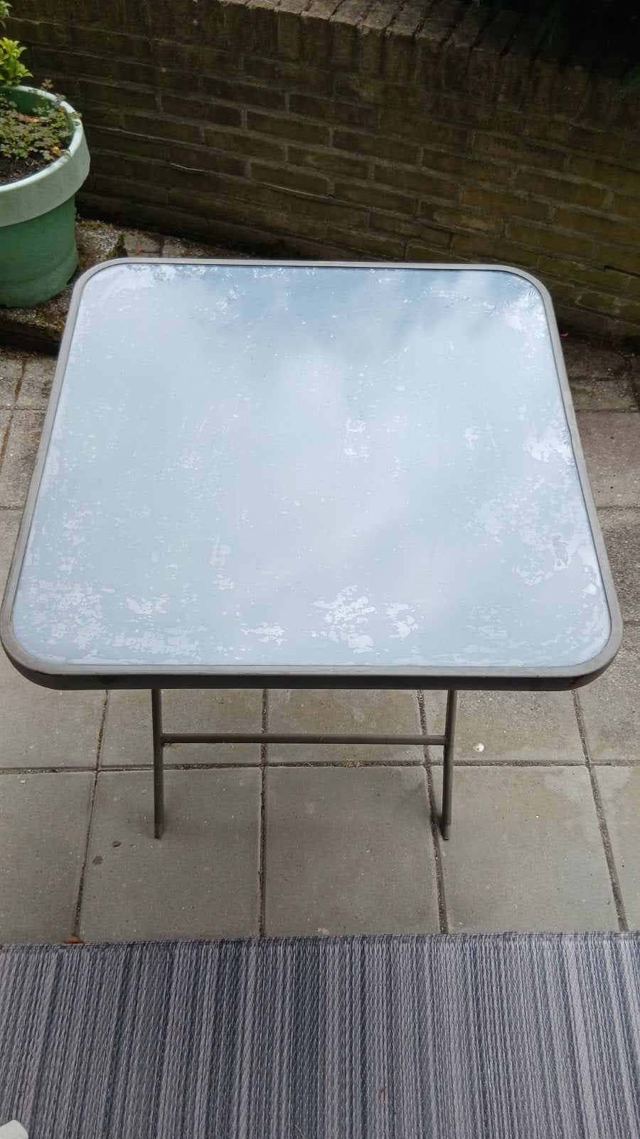 balkon /terras tafel, Ophalen, Gebruikt, Vierkant, Metaal