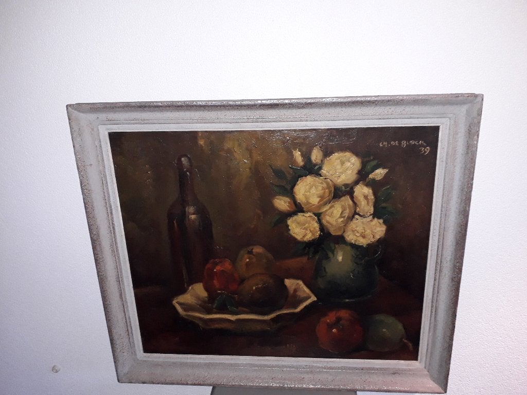 ANTIEK STILLEVEN TOPSCHILDERIJ op DOEK afmeting 76 X 65 cm, Ophalen