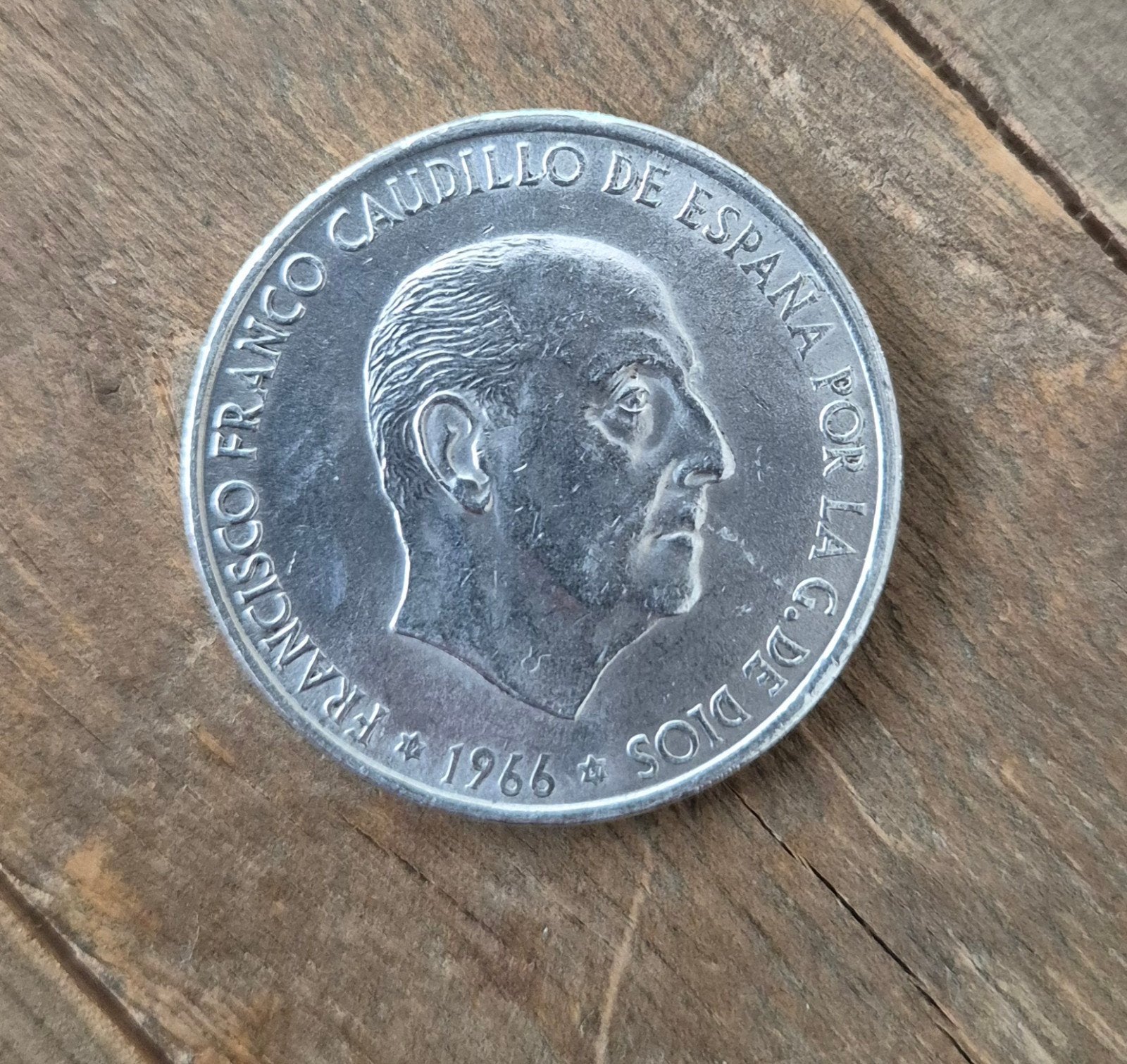 Zilveren munt 100 peseta 1966, Postzegels en Munten, Ophalen of Verzenden, Overige landen, Losse munt, Zilver