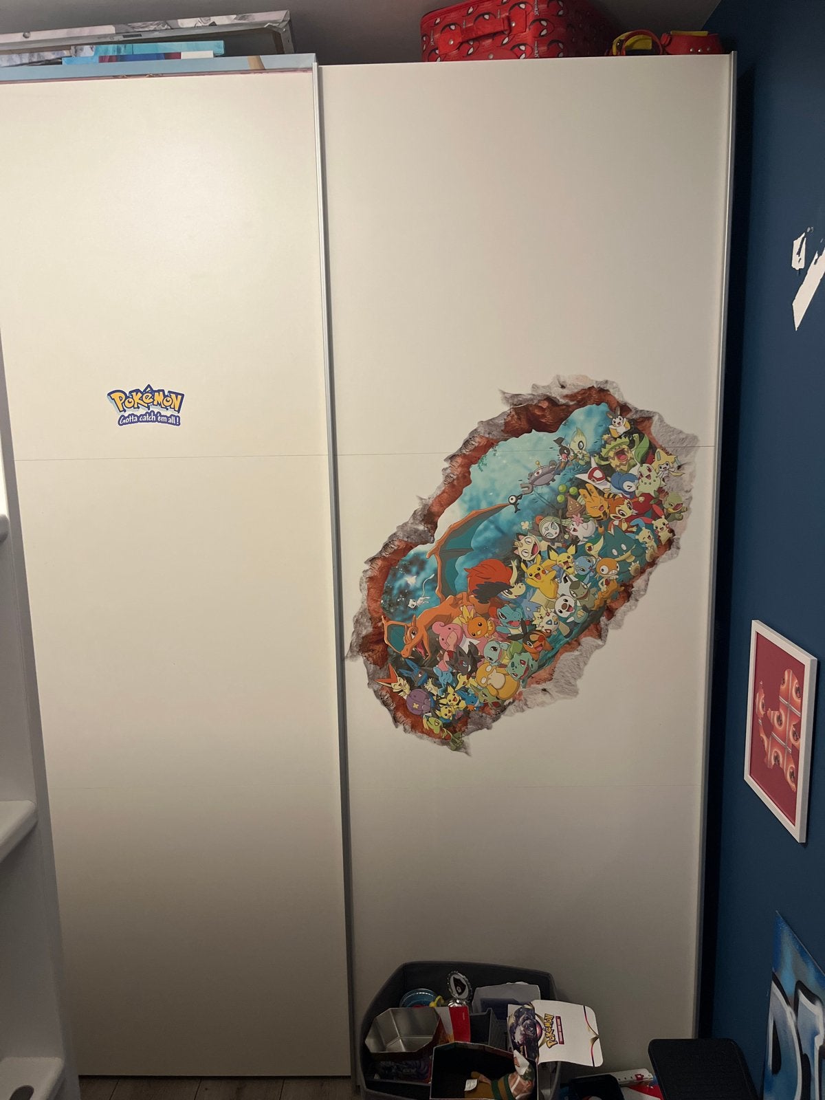 Ruime kledingkast met Pokémon decoratie, Ophalen, Gebruikt, 100 tot 150 cm, 200 cm of meer