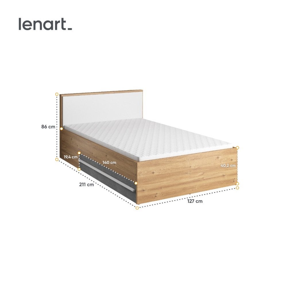 Plano twijfelaar - 120x200 - Lichteiken/wit/betongrijs, Niet ingevuld, Niet ingevuld, Niet ingevuld