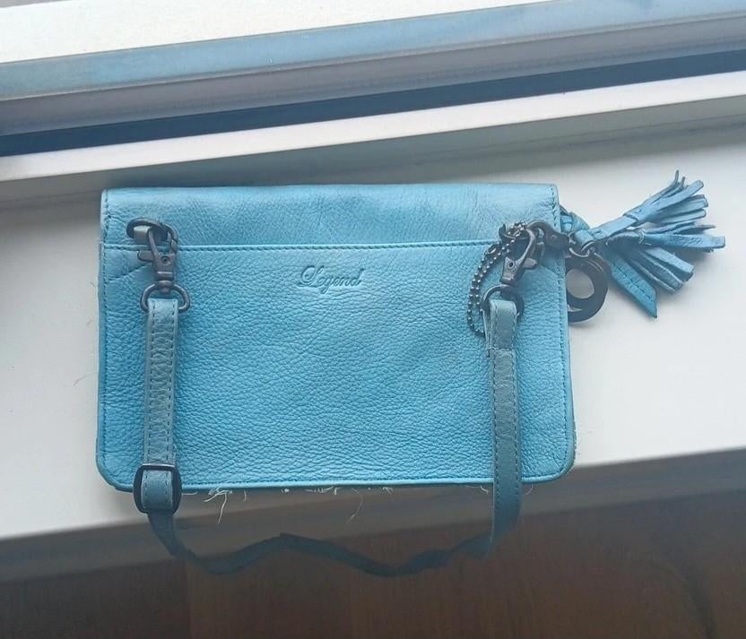 Vintage Legend Schoudertas - Turquoise Leer, Gebruikt, Blauw, Leer, Ophalen