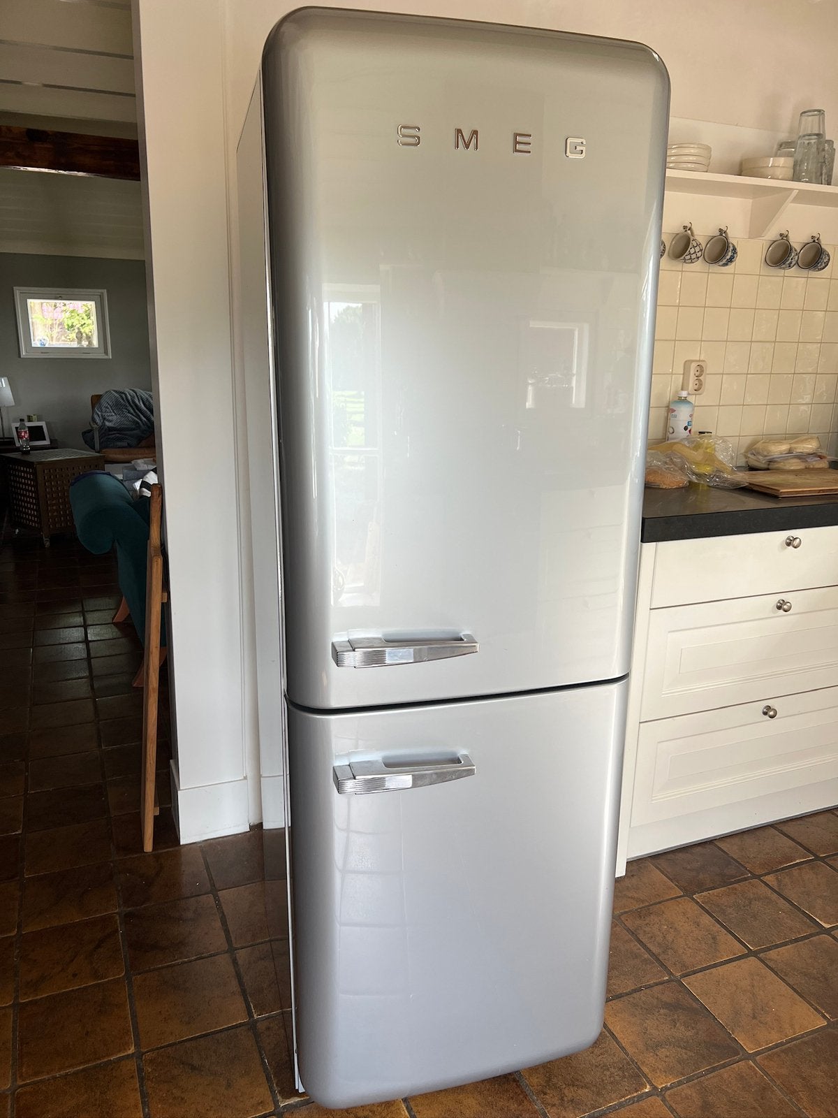 Smeg FAB32X7 retro koel-vriescombinatie – zilver, Witgoed en Apparatuur, Ophalen, 200 liter of meer, 60 cm of meer, Met aparte vriezer