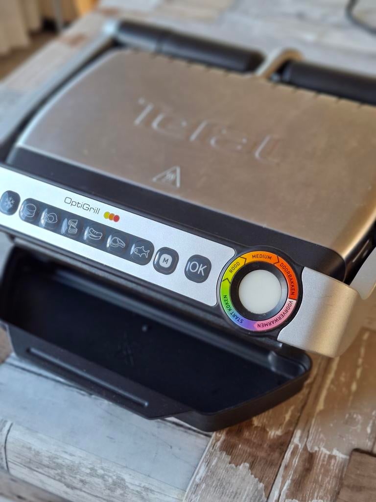 Tefal OptiGrill GC702D16, Witgoed en Apparatuur, Contactgrills, Ophalen, Uitneembare platen, Zo goed als nieuw