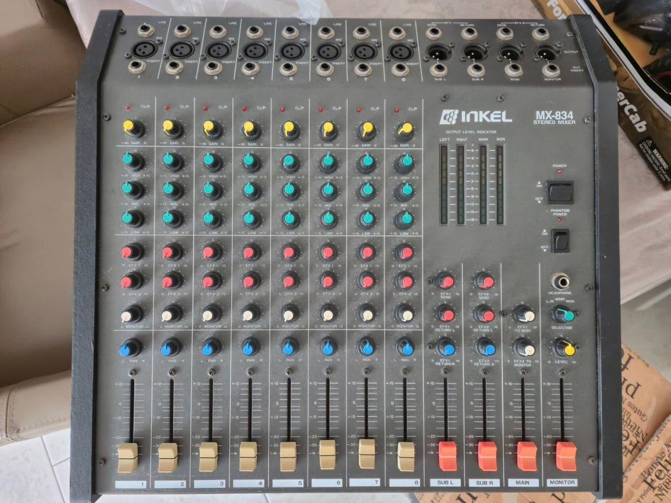 Inkel MX-834 Stereo Mixer - Professionele Audiomixer, Ophalen, Gebruikt, 10 tot 20 kanalen, Microfooningang