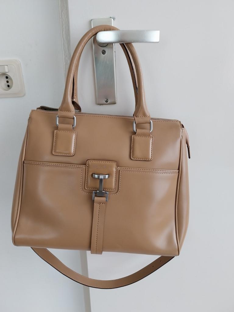 Leren Claudio Ferrici tas - Beige/Okergeel, Ophalen of Verzenden