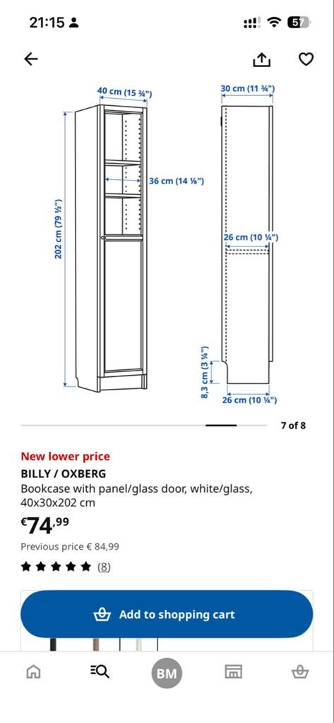 IKEA BILLY / OXBERG Boekenkast met paneel/glasdeur, Ophalen of Verzenden, Zo goed als nieuw
