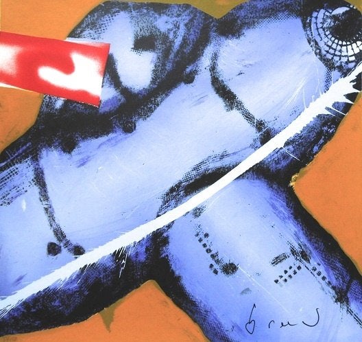Herman Brood - "Vliegtuig", Gesigneerd, Verzenden, Zeefdruk