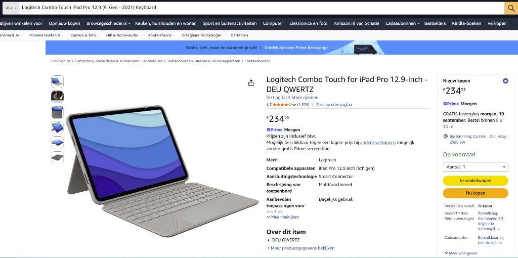 New Logitech Combo Touch voor iPad Pro 12,9 Keyboard NP€260, Ophalen, IPad Pro 12.9, Logitech, Nieuw