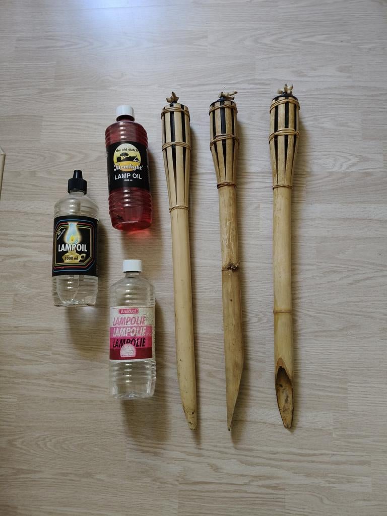 Bamboe tuinfakkels met lampolie, Ophalen, Gebruikt, Hout, Overige typen