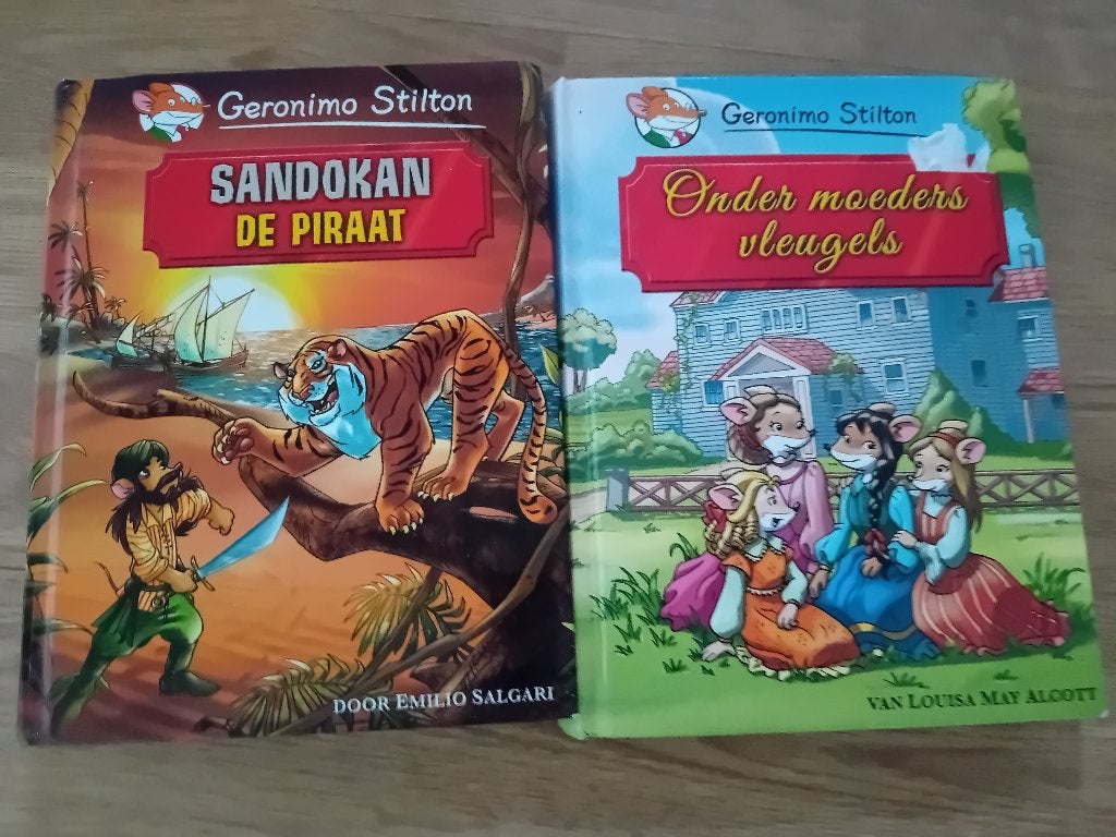 Geronimo Stilton boeken: Sandokan & Onder moeders vleugels, Fictie algemeen, Ophalen of Verzenden, Zo goed als nieuw, Geronimo Stilton, Emilio Salgari, Louisa May Alcott