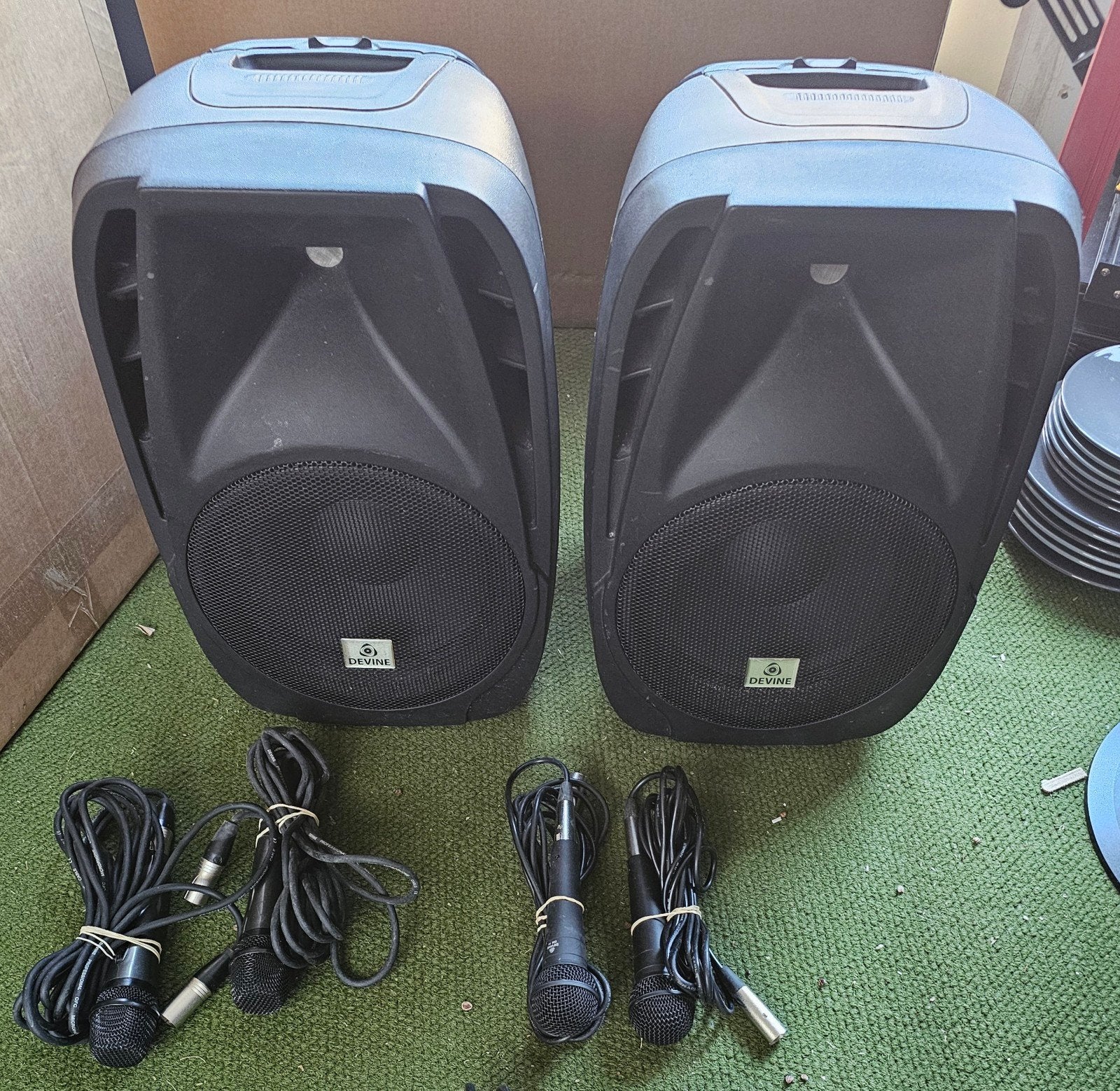 Devine blist live PA MONITOR set met 4x devine microfoons..., Ophalen, Gebruikt, Complete set