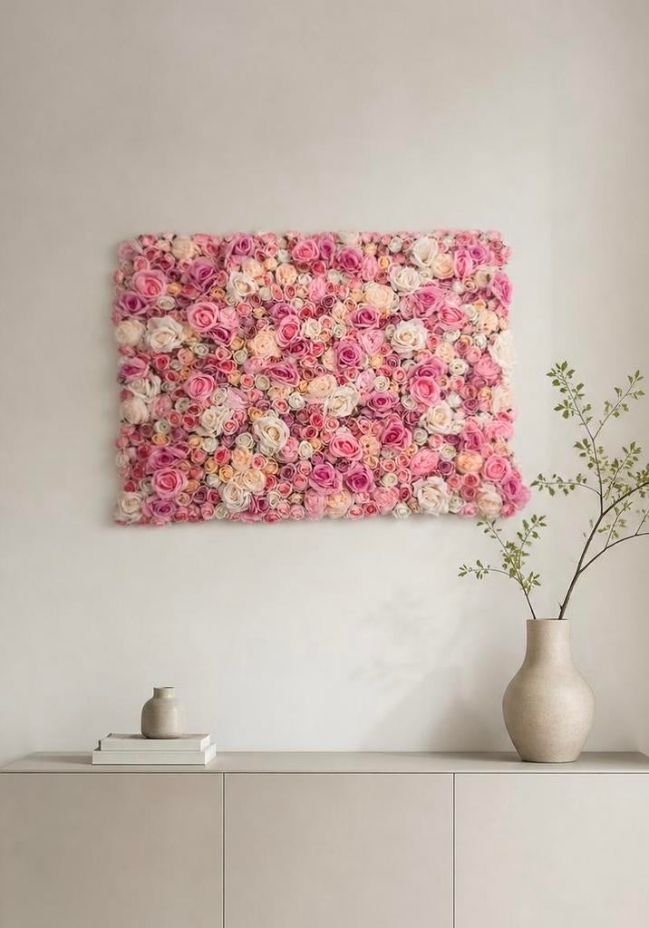 3D Bloemen Wandpaneel Rozen - Roze & Pastel - 60x80 cm, Ophalen, Zo goed als nieuw, Wandbord of Wandpaneel, Botanisch