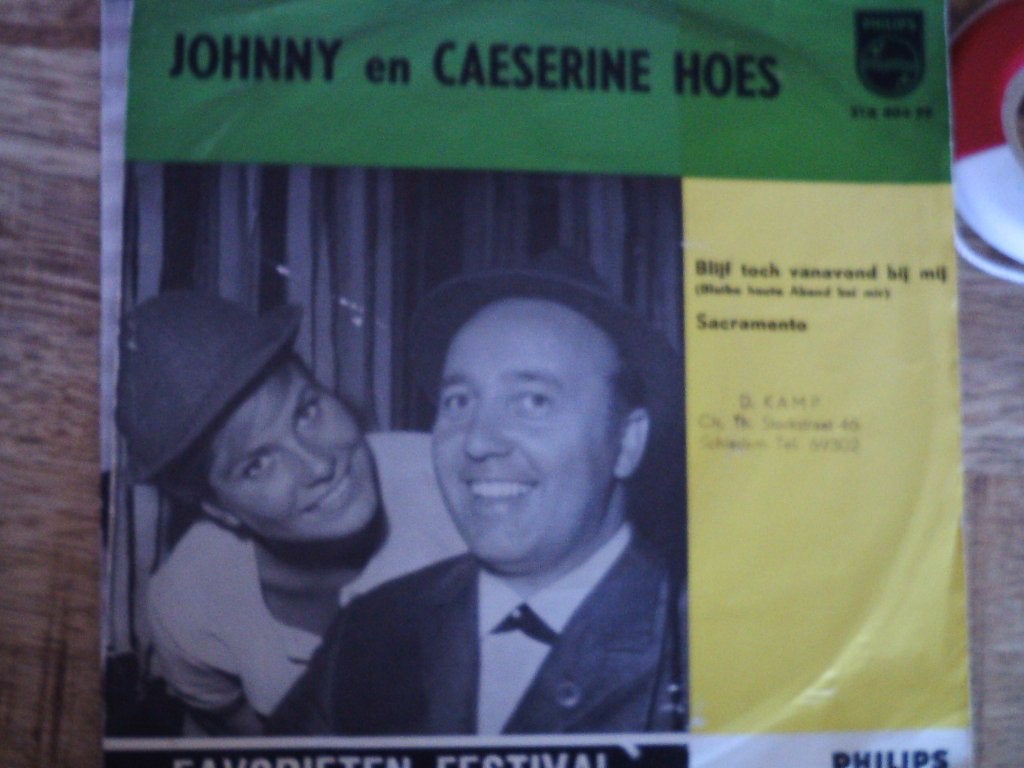 Johnny en Caeserine Hoes - Blijf toch vanavond bij mij 11a, 7 inch, Ophalen of Verzenden, Zo goed als nieuw, Fotohoes