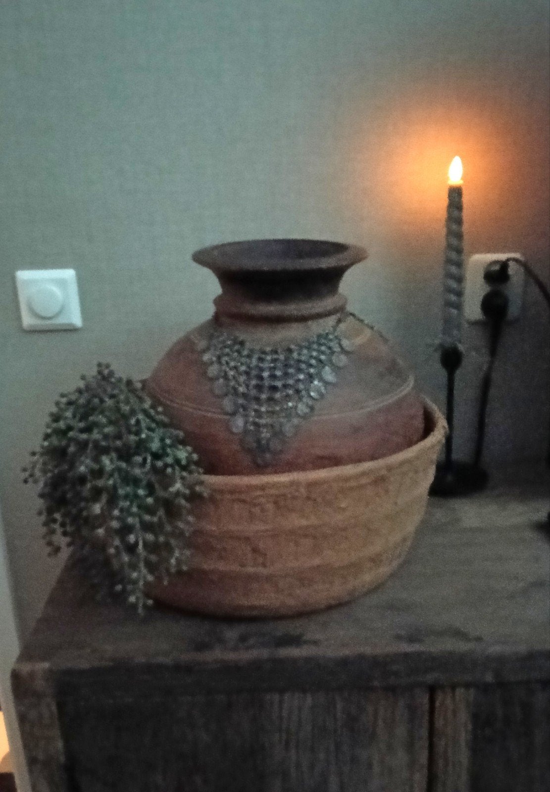 sobere/brocante/luksa/India leemmand, Ophalen of Verzenden, Rechthoekig, Overige materialen, Mand