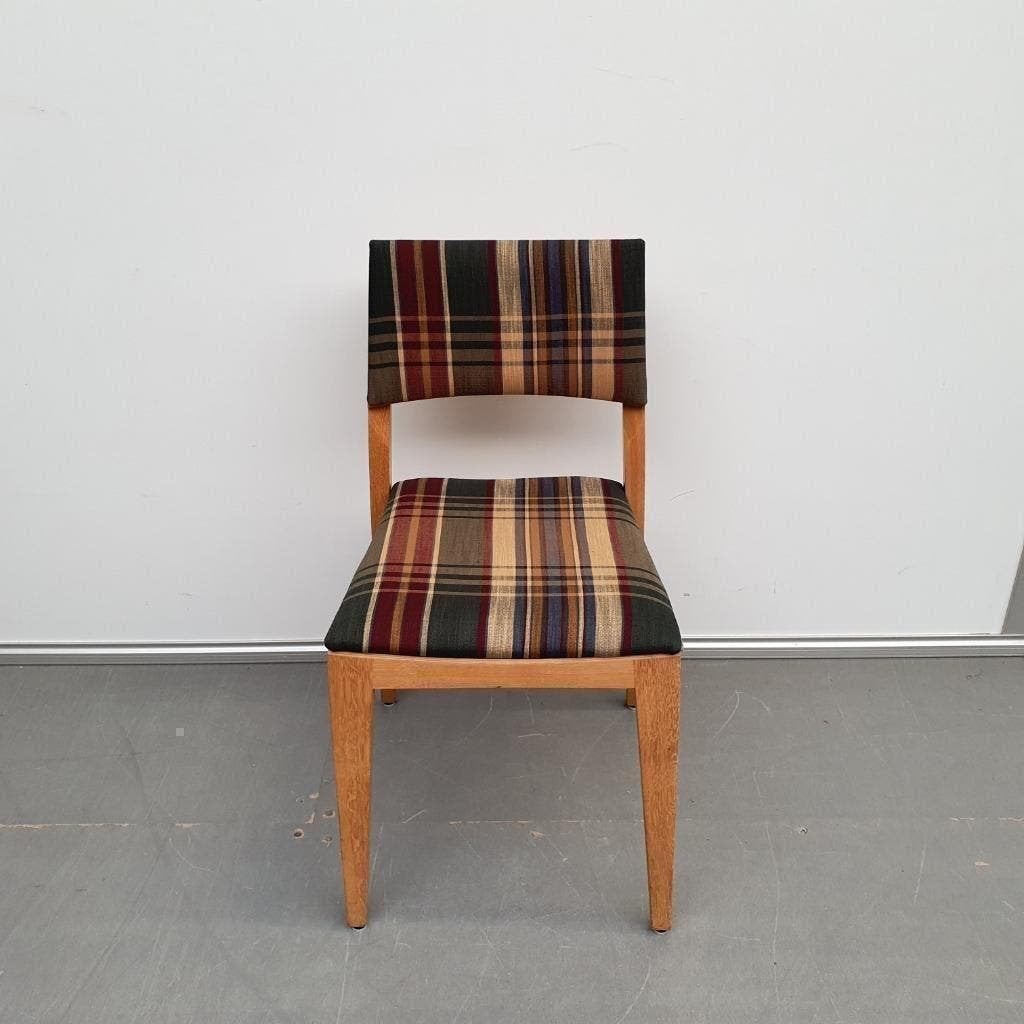 SATELIET houten stoel met  NIEUWE Villard bekleding, Huis en Inrichting, Stoelen, Ophalen, Gebruikt, Bruin, Vijf, Zes of meer stoelen