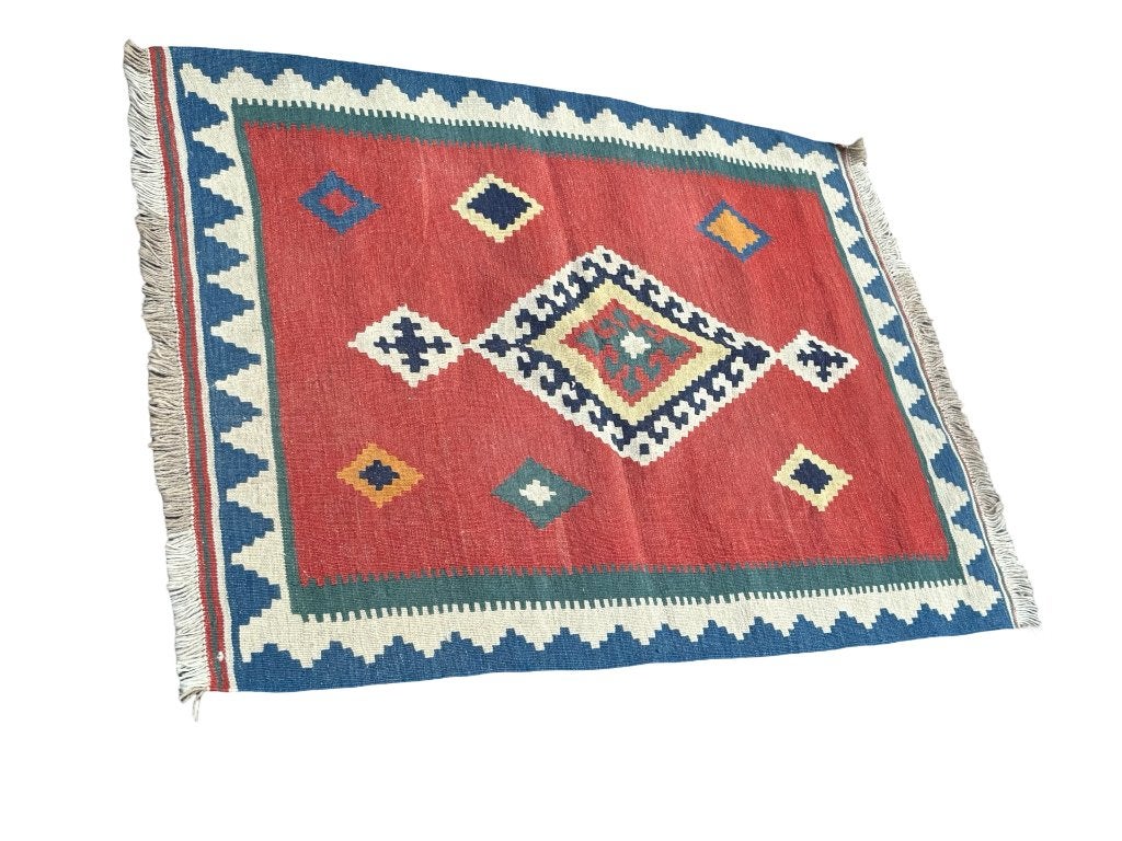 Vintage Vloerkleed Kelim Klein Kleed Tapijt 105x87, Vintage Kelim, Gebruikt, 200 cm of meer, Ophalen of Verzenden