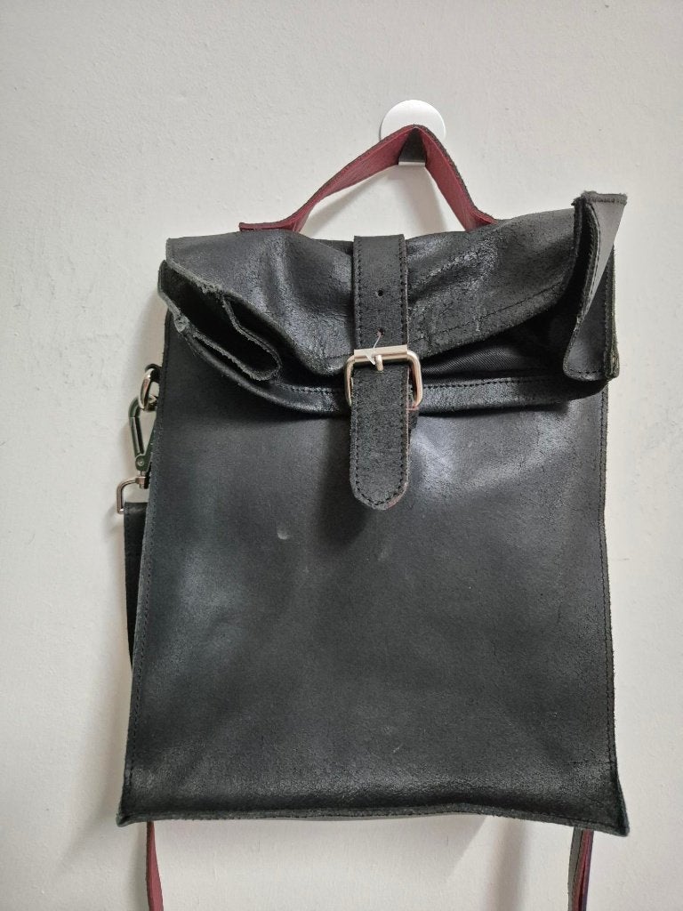 Tas63 - Zwarte leren Nikki Marinus tas (1), Ophalen of Verzenden, Zwart, Handtas