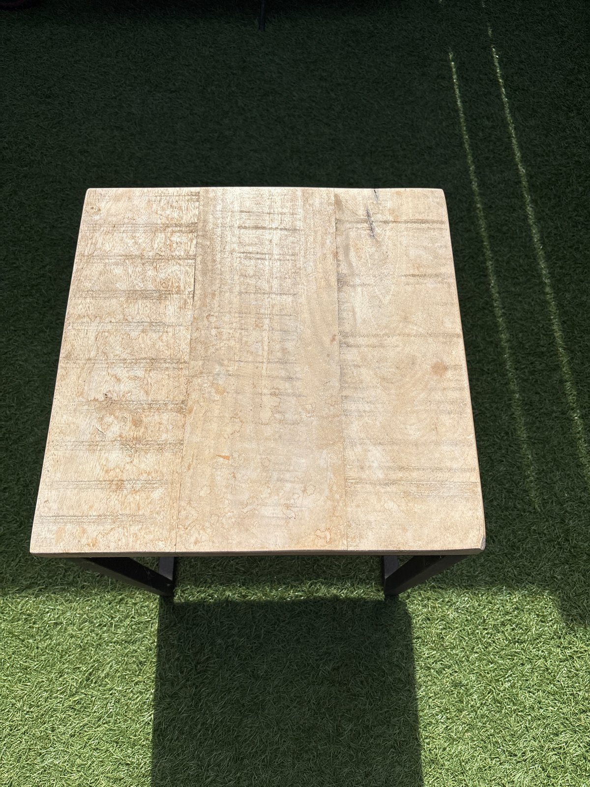 Handige bijzettafel met mangohouten blad, Minder dan 55 cm, Gebruikt, Vierkant, Hout