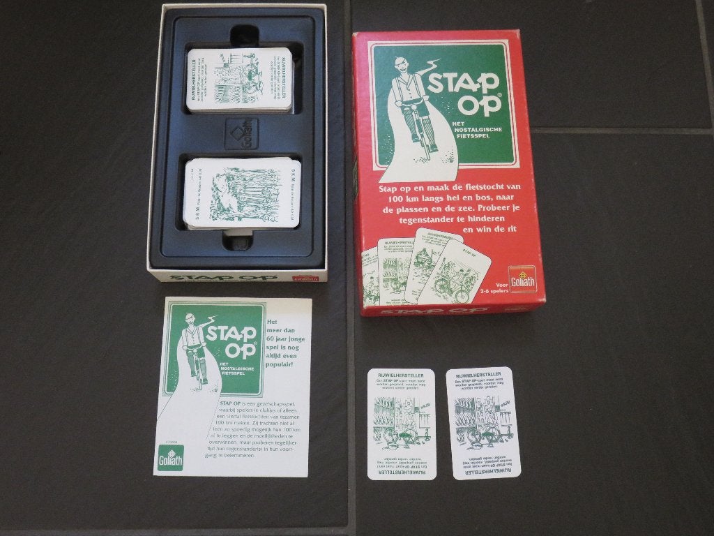 Stap op het nostalgische fietsspel, vanaf 6 jaar. Mooi, Hobby en Vrije tijd, Ophalen of Verzenden, Gebruikt