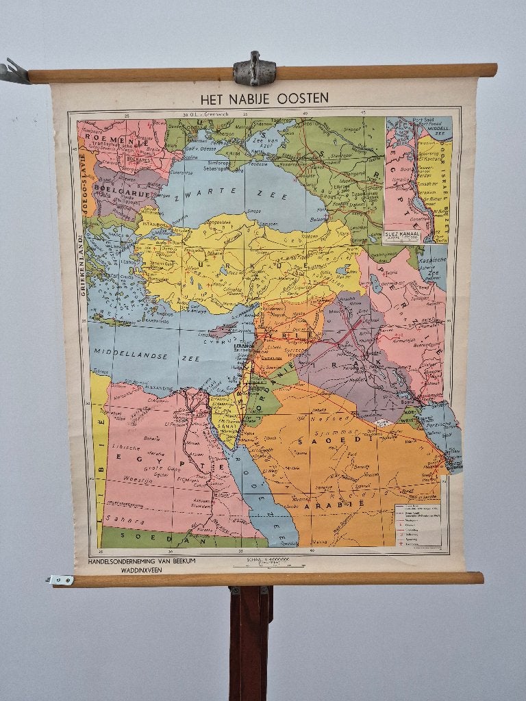 Mooie schoolkaart van het nabije oosten, Ophalen of Verzenden, Aardrijkskunde