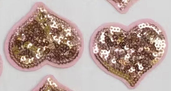 2 Strijkapplicaties Hart Pailletten Glitter Rosé Zilver Rood, Hobby en Vrije tijd, Ophalen of Verzenden, Nieuw, Hotfix applicaties