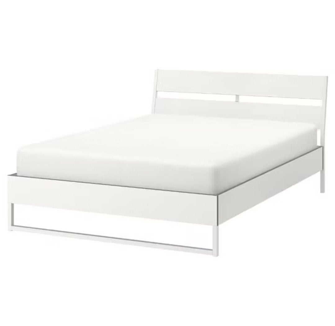 IKEA Trysil bedframe wit 140x200 cm met 2 lattenbodem, Ophalen, Wit, Tweepersoons, 140 cm