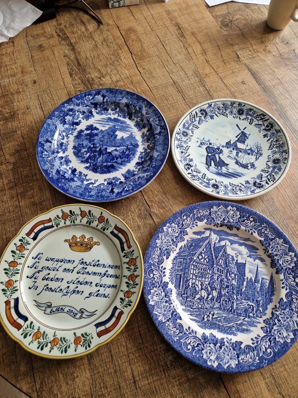 Set van 4 Vintage Sierborden - Diverse Motieven, Ophalen of Verzenden