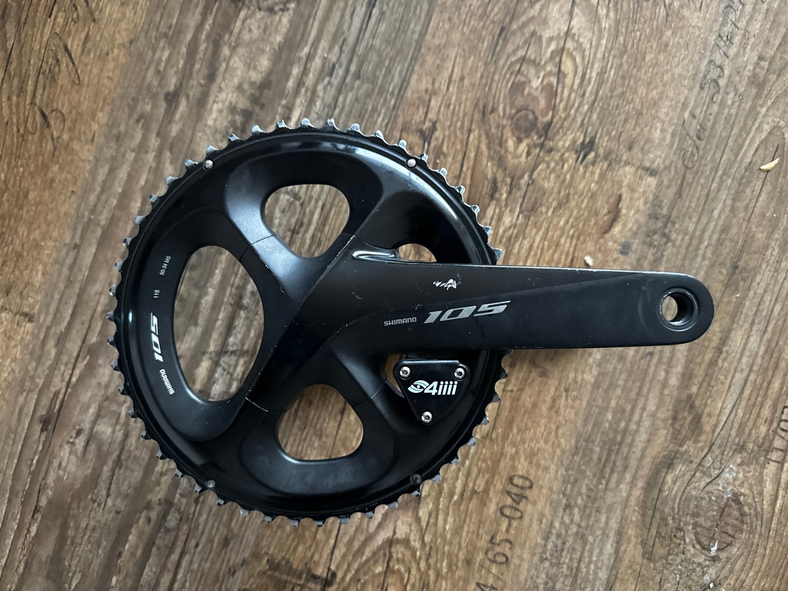 Shimano 105 11-speed crankstel met 4iiii vermogensmeter, Crankstel of Pedalen, Gebruikt, Ophalen of Verzenden, Aluminium