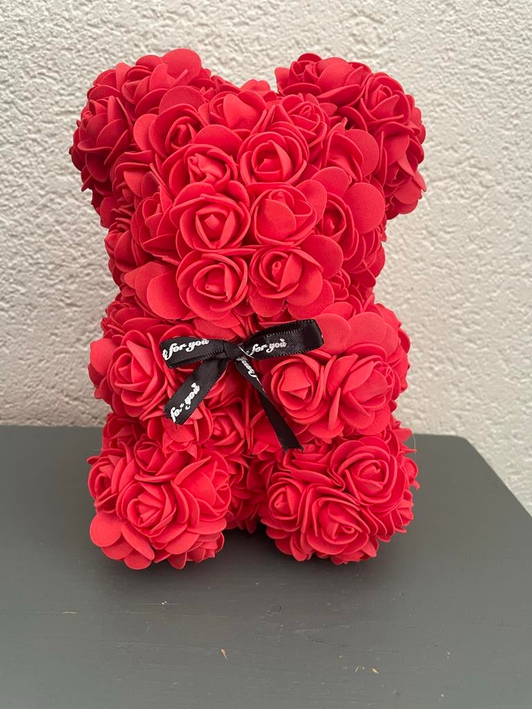 Rozenbeer 22 cm hoog, Ophalen of Verzenden, Gebruikt, Rood, Overige materialen
