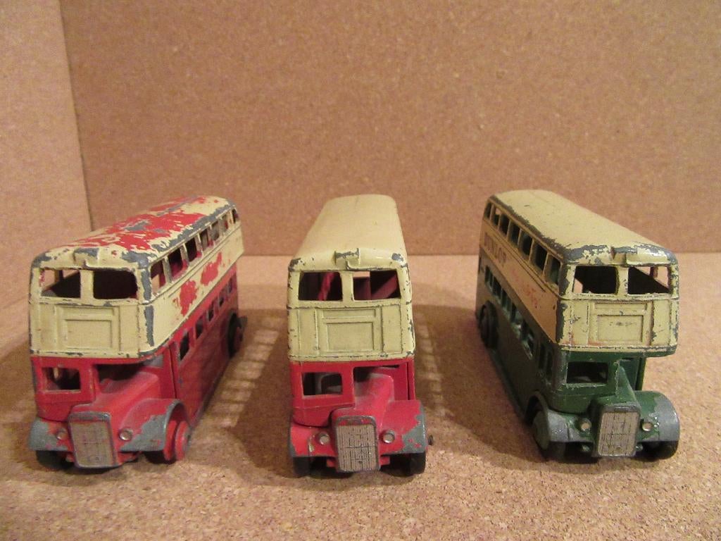 Dinky Toys dubbeldekker (drie stuks), Ophalen of Verzenden, Gebruikt, Bus of Vrachtwagen, Dinky Toys