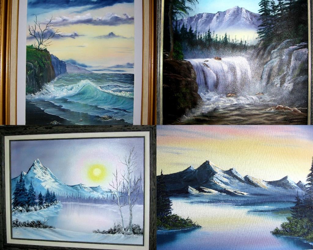 Olieverf schilderijen Bob Ross stijl, Antiek en Kunst, Kunst | Schilderijen | Klassiek, Ophalen