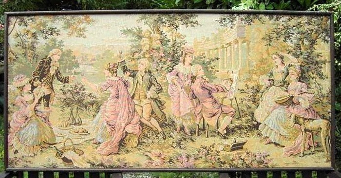 Bijzonder mooi antiek GOBELIN - wandkleed in lijst..., Antiek en Kunst, Antiek | Kleden en Textiel, Ophalen