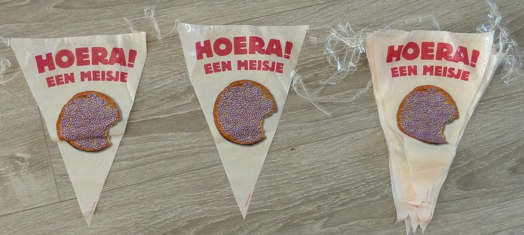Vlaggenlijn geboorte Dochter, Ophalen of Verzenden, Gebruikt, Versiering, Geboorte of Huwelijk