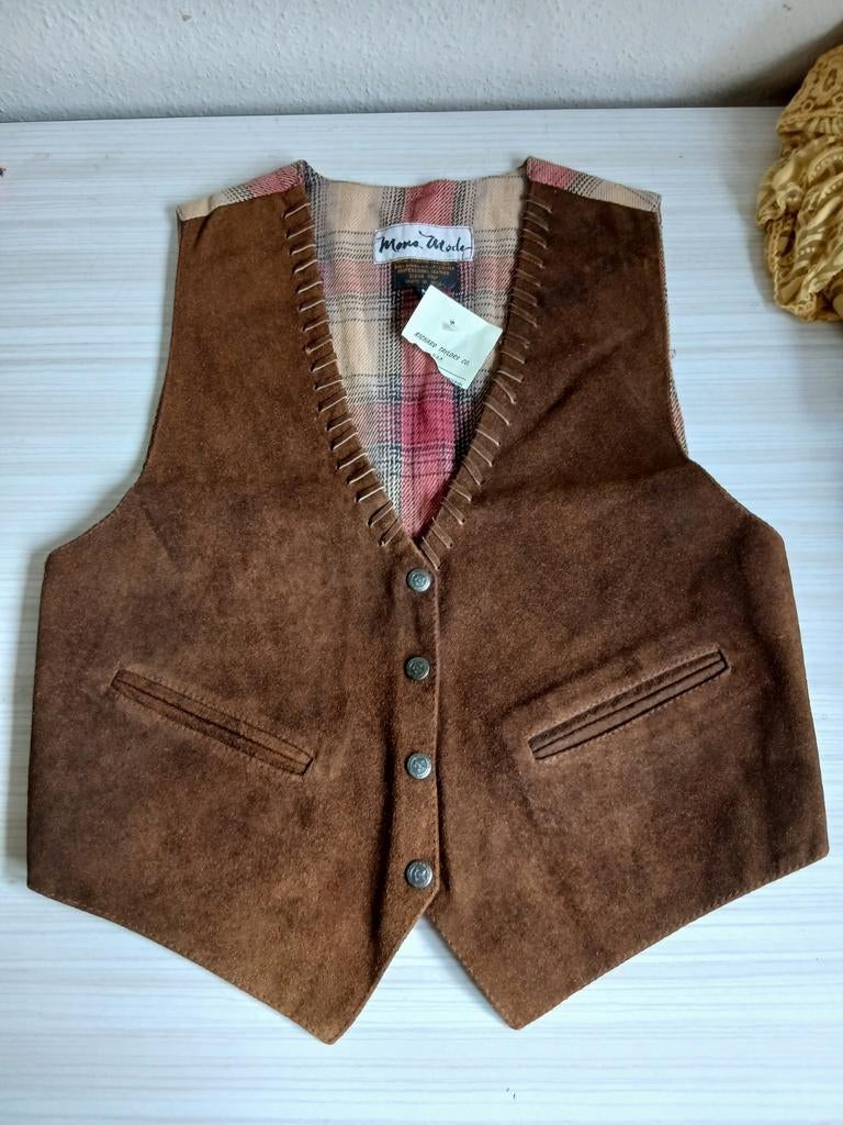 Prachtig leren gilet maat M, Ophalen of Verzenden, Zo goed als nieuw, Bruin