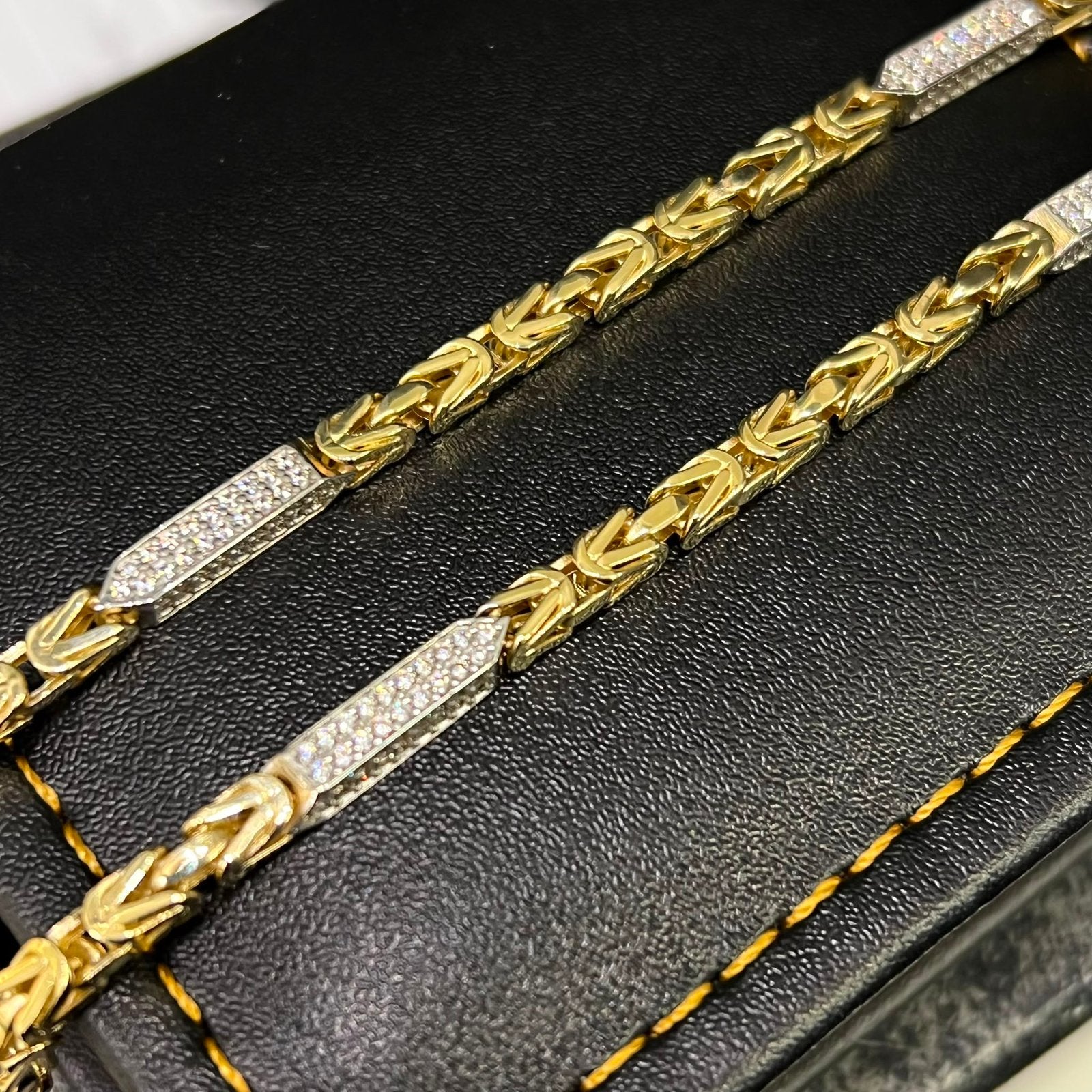 14k gouden koningsketting met blokjes steen, Sieraden, Tassen en Uiterlijk, Kettingen, Ophalen of Verzenden, Nieuw, Goud, Goud