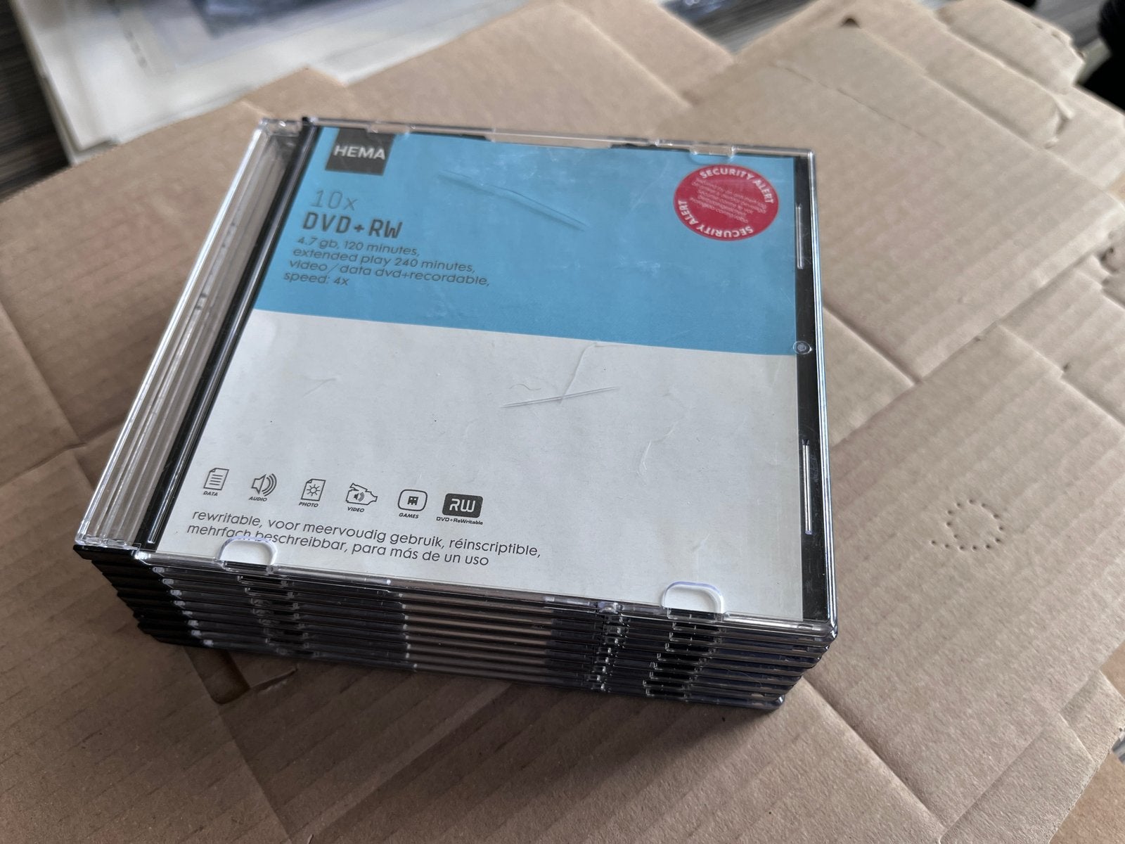 Hema 10x DVD+RW - 4.7 GB, 120 min, 4x speed, Ophalen, Nieuw, Dvd, Herschrijfbaar