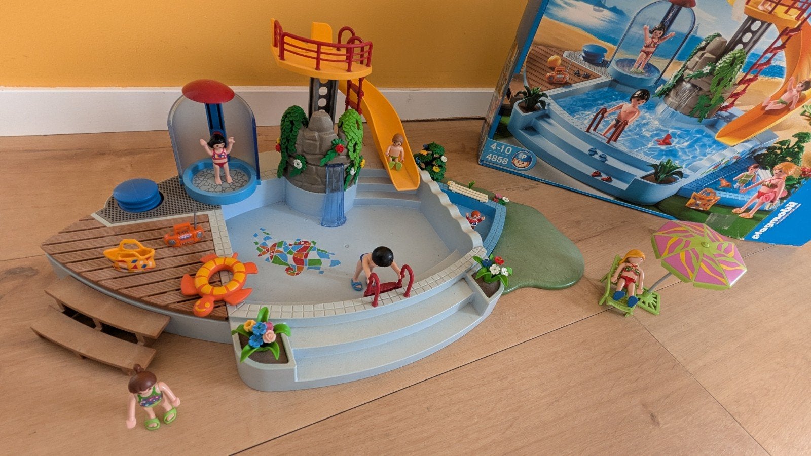 Playmobil Openluchtzwembad met Glijbaan (4858), Gebruikt, Complete set, Overige typen, Ophalen of Verzenden