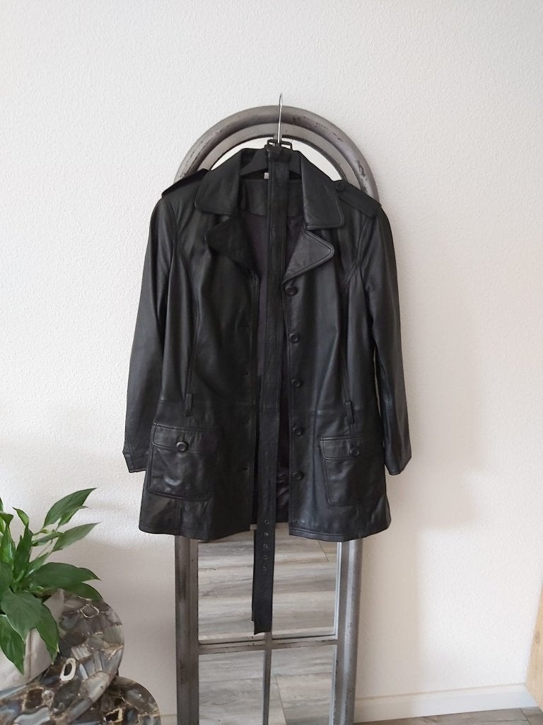 Zwarte echt leren jas halflang bikerjas bikerjack maat 40 42, Verzenden, Nieuw, Maat 38/40 (M), Zwart