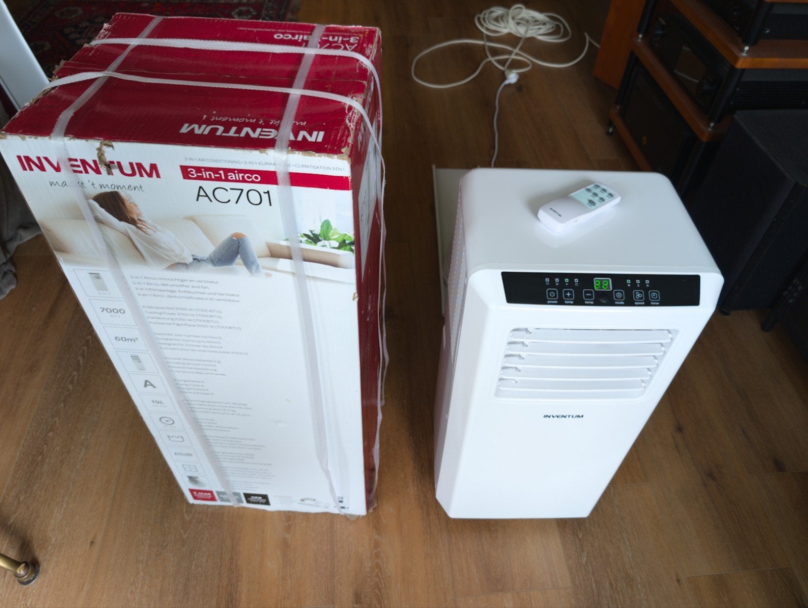 Inventum AC701 Mobiele Airco 3-in-1 - Compleet in doos, Witgoed en Apparatuur, Ophalen, Minder dan 60 m³, 3 snelheden of meer