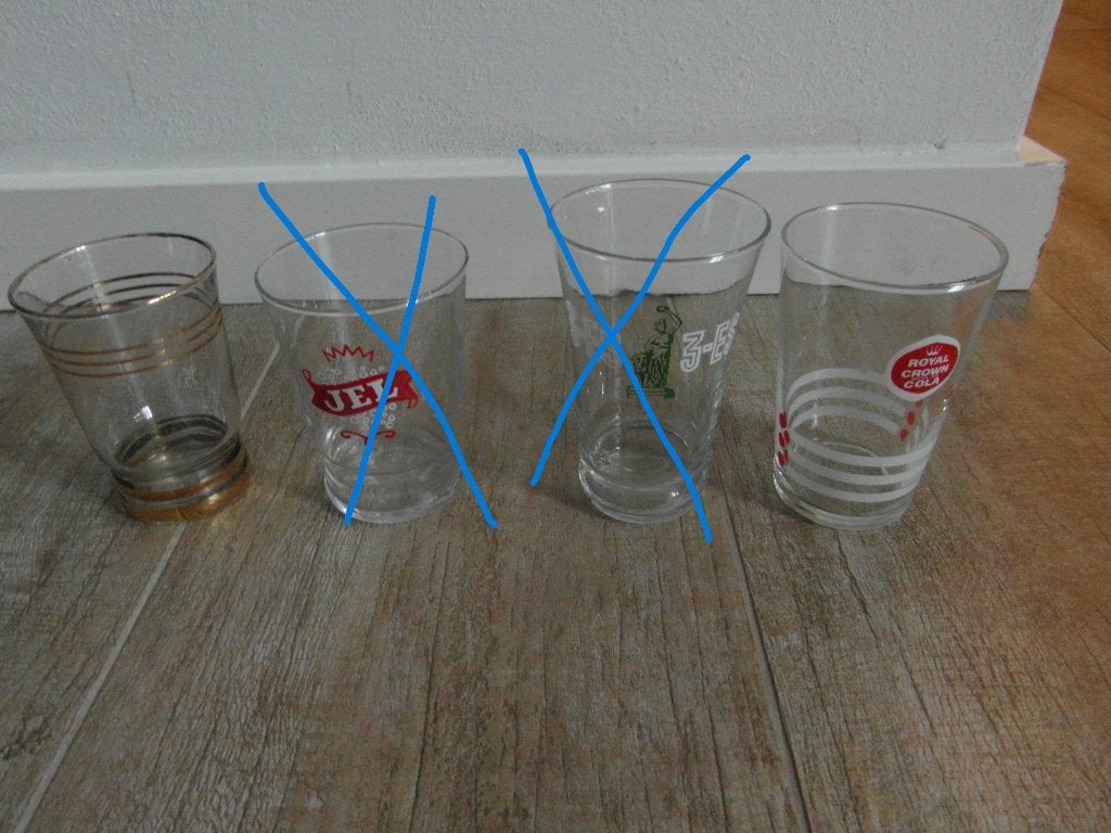 2 retro glaasjes Ook apart te koop, Ophalen of Verzenden, Gebruikt, Borrel- of Shotglas