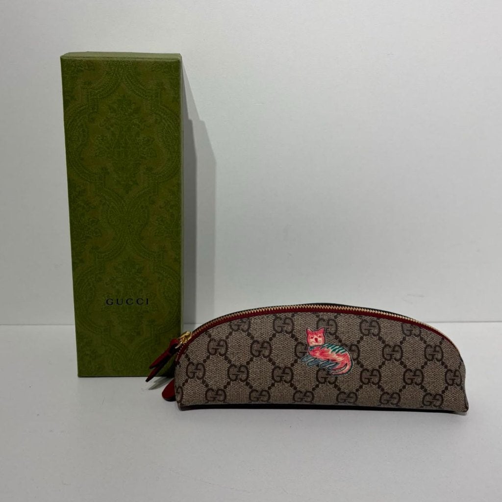 Gucci Pennenzak/Portemonnee GG/Cat ZGAN in Doos, Ophalen of Verzenden, Zo goed als nieuw, Zwart