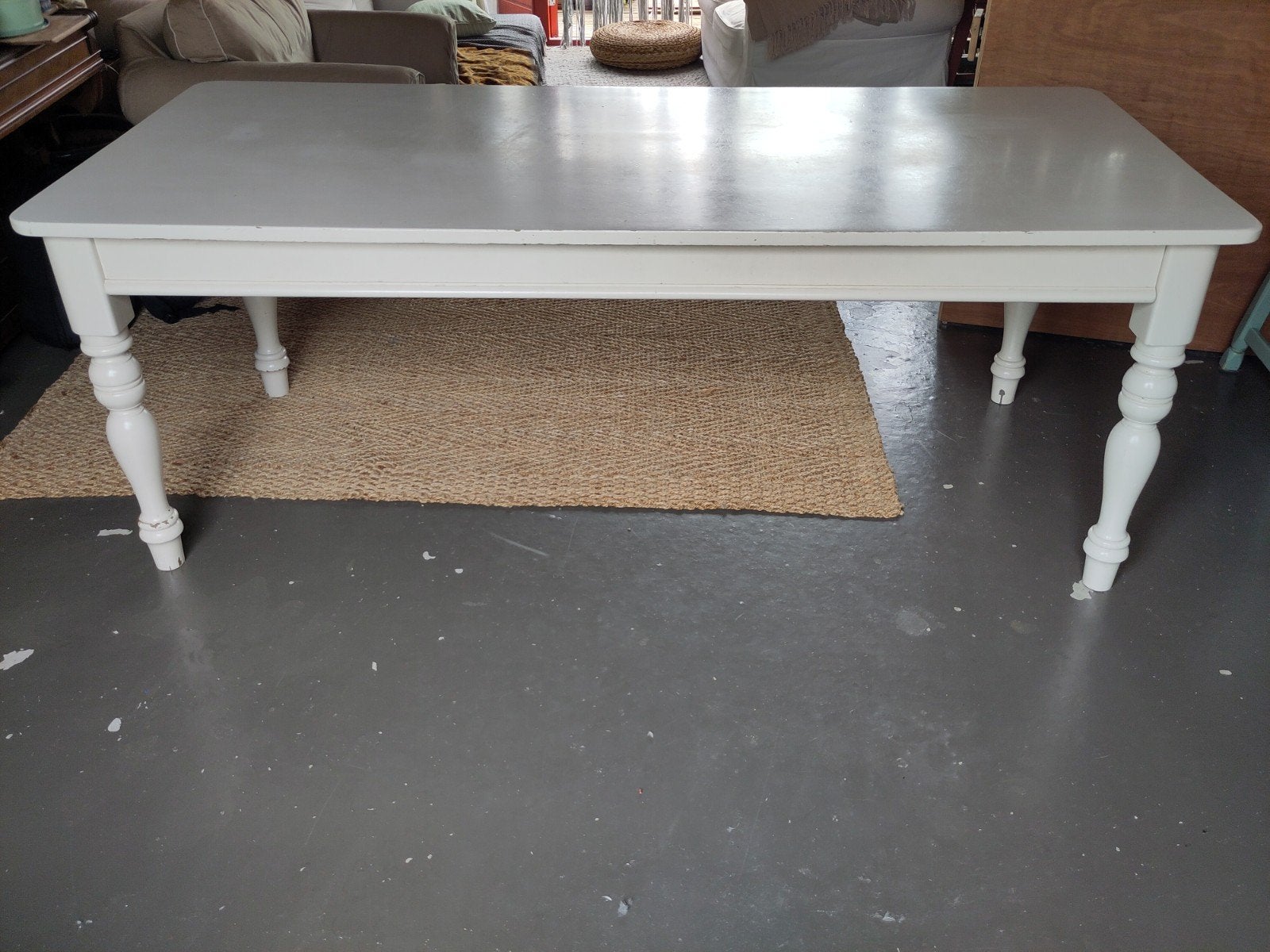 Witte houten tafel, Gebruikt, 200 cm of meer, Vijf personen of meer, Rechthoekig