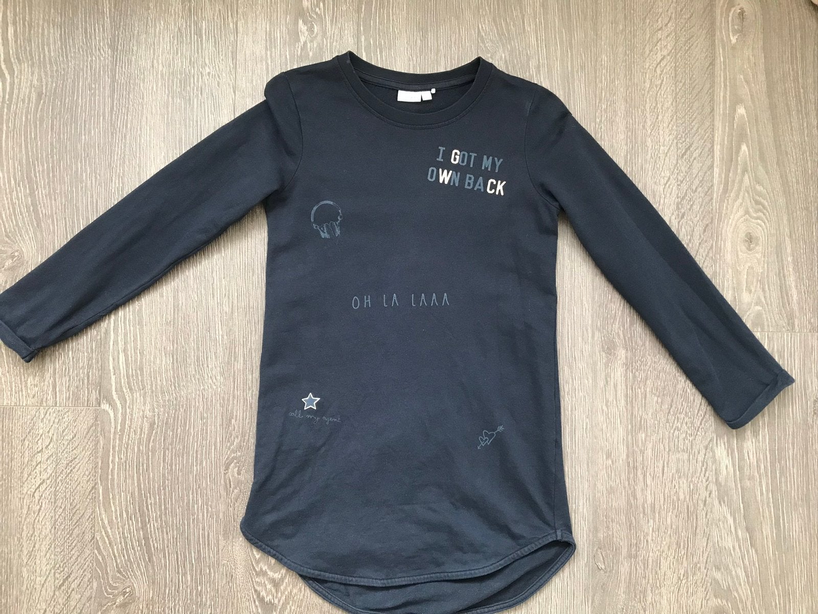 Meisjes trui / shirt / tuniek donkerblauw Name-it mt 134/140, Ophalen of Verzenden, Gebruikt, Meisje, Shirt of Longsleeve