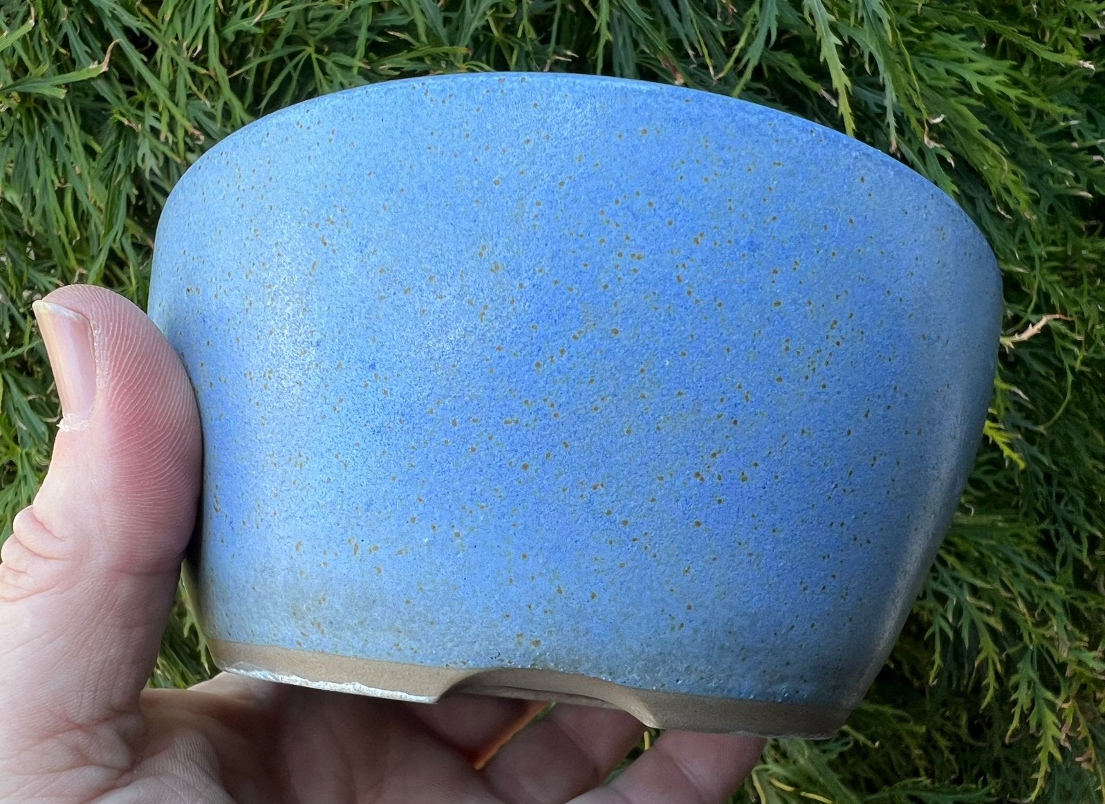 Bonsai pot rond licht blauw geglazuurd aardewerk 15,6x7,3, Tuin en Terras, Rond, Ophalen of Verzenden, Zo goed als nieuw, Aardewerk