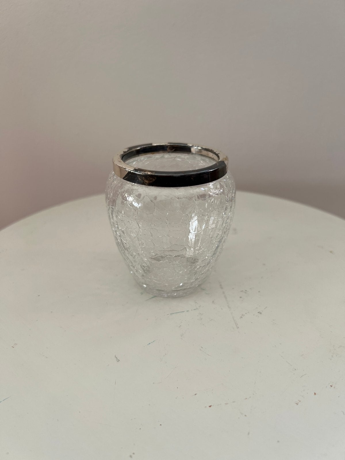 Vintage Craquelé Lepelvaasje / Windlicht | Jaren 50/60, Ophalen of Verzenden